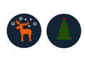 Christmas tree and cute deer, vector icon Royalty Free Stock Photo
