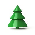 Christmas tree 3d icon in cartoon toy style. Minimalistic modern 3d illustration of conical shaped Christmas tree