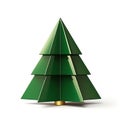 Christmas tree 3d icon in cartoon toy style. Minimalistic modern 3d illustration of conical shaped Christmas tree