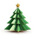 Christmas tree 3d icon in cartoon toy style. Minimalistic modern 3d illustration of conical shaped Christmas tree