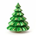 Christmas tree 3d icon in cartoon toy style. Minimalistic modern 3d illustration of conical shaped Christmas tree