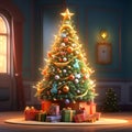 Modern cute christmas tree 3D rendering