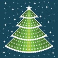 Christmas tree decorate with baubles and stars tinsels. Vector illustration.