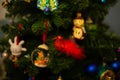 Milan, Italy 18.12.2023. Christmas tree decorated with beautiful glass toys. Christmas concept
