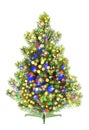 Christmas tree decorated with colorful shiny lights