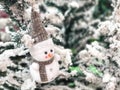 Christmas tree decorated with ornaments snowman Royalty Free Stock Photo