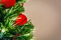 Christmas tree decorated with red balls and led lights Royalty Free Stock Photo