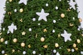 Christmas tree decorated with stars. close-up