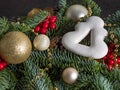 Christmas tree decorated with toys gingerbread garland for the holiday