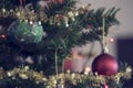 Christmas tree decorated with traditional ornaments Royalty Free Stock Photo
