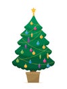 Christmas tree decorated vector illustration Royalty Free Stock Photo