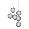 Christmas tree decoration balls isolated on white background. Set of holiday silver balls. Royalty Free Stock Photo