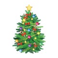 Christmas tree and decoration cartoon version Royalty Free Stock Photo