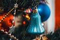 Christmas tree decoration with colour boubles