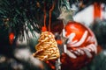 Christmas tree decoration with colour boubles Royalty Free Stock Photo