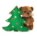 Christmas tree decoration with cute classic teddy bear