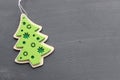 Christmas tree decoration green Christmas tree on gray background