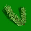 Christmas tree decoration isolated on green