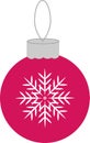 Christmas tree red ball with white snowflake