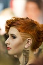 Portrait of beautiful woman at the hair fashion show