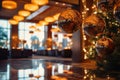 Christmas tree decoration in splendid hotel lobby Royalty Free Stock Photo