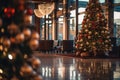 Christmas tree decoration in splendid hotel lobby Royalty Free Stock Photo