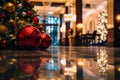 Christmas tree decoration in splendid hotel lobby Royalty Free Stock Photo