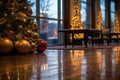 Christmas tree decoration in splendid hotel lobby Royalty Free Stock Photo