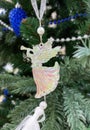 Christmas tree decoration:white glass angel Royalty Free Stock Photo