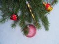 Christmas tree with Christmas decorations, background image Royalty Free Stock Photo