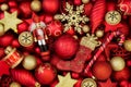 Red and Gold Christmas Tree Bauble Decorations Royalty Free Stock Photo