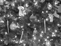 Christmas Tree with Decorations in Black and White