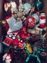 Christmas tree decorations in a box Royalty Free Stock Photo
