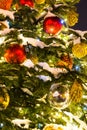 Christmas Tree with decorations and Cristmas Toys. Royalty Free Stock Photo