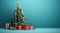 Christmas tree with decorations and gifts , a place for text Royalty Free Stock Photo