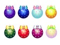 Christmas tree decorations - glass balls with bows. Dyeing for Christmas and New Year cards and banners Royalty Free Stock Photo