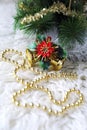 Christmas-tree decorations and goldish garland Royalty Free Stock Photo