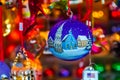 Christmas tree decorations- hand-painted boubles Royalty Free Stock Photo