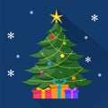 Christmas Tree with decorations and presents under it Royalty Free Stock Photo