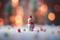 christmas tree decorations, santa claus with gifts, snowman in the snow Royalty Free Stock Photo