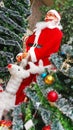 Christmas tree decorations with Santa Claus and Reindeer, Winter holiday decoration