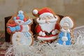 Christmas tree decorations - Santa Claus, Snow Maiden, Snowman, gingerbread. Royalty Free Stock Photo