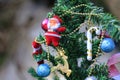 Christmas tree with decorations on a special background blur Royalty Free Stock Photo