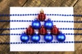 Christmas tree decorations on the table and sheet with music not Royalty Free Stock Photo