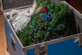 Christmas tree decorations taken down and packed away in storage