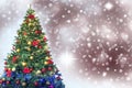 Christmas tree decorations,white snow background Royalty Free Stock Photo