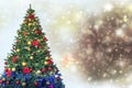 Christmas tree decorations,white snow background Royalty Free Stock Photo