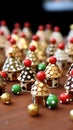 Christmas tree decorations on a wooden table. Selective focus. Shallow depth of field Royalty Free Stock Photo