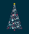 Christmas tree with decorative illustrations and ornaments. Vector illustration design