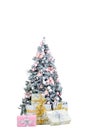 Christmas tree in decorative ornaments. With gift boxes on the floor Royalty Free Stock Photo